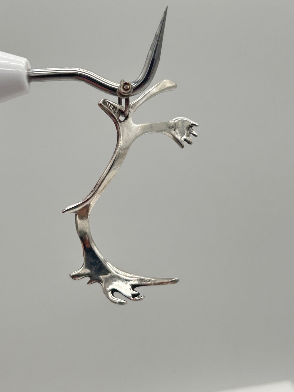 Deer or Elk Horn Pendant; Sterling Silver